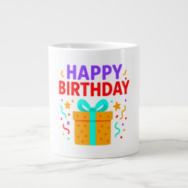 Taza De Café Gigante Gráfico de pastel de cumpleaños feliz