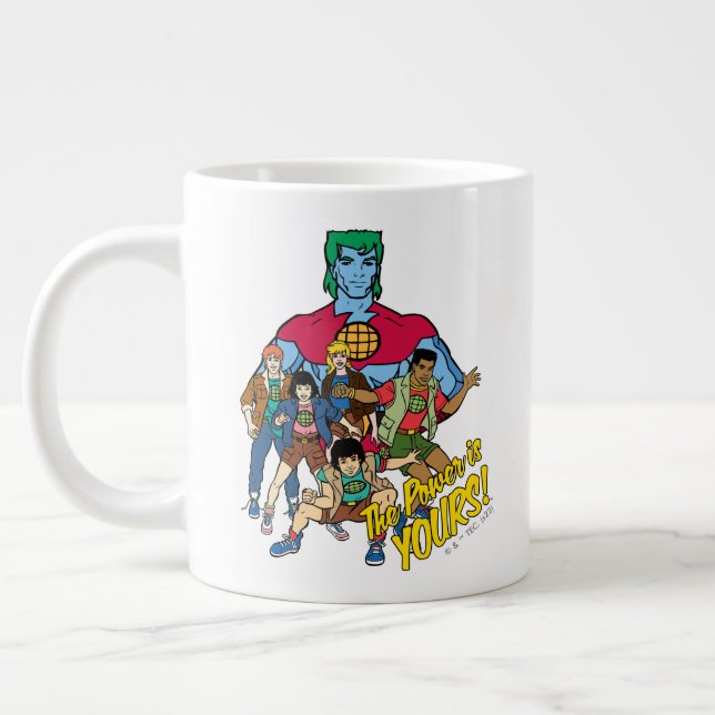 Taza De Café Gigante Gráfico del Capitán Planeta - ¡El Poder Es Tuyo! (Izquierda)