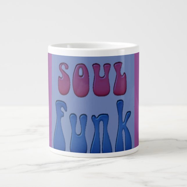 Taza De Café Gigante Gráficos de palabras graciosas de Soul Music (Frente)