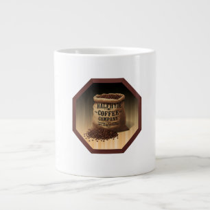 Taza De Café Gigante Gran Bolsa De Arpillera Con Etiqueta Para Halfhyde