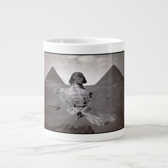 Taza De Café Gigante Gran Esfinge y las pirámides de Giza Necrópolis Eg (Frente)