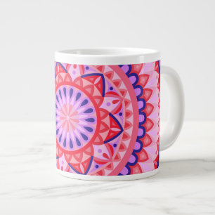 Taza De Café Gigante Gran Mandala Boho Rosa Patrón Vibrante Sobredimens