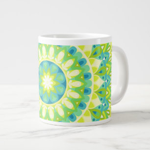 Taza De Café Gigante Gran Mandala Verde Boho Sobredimensionado Inspirad