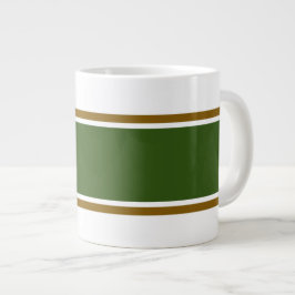 Taza De Café Gigante Gran Sello Verde Carreras Marrón Estampado En Blan