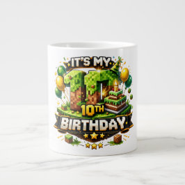 Taza De Café Gigante Grande Tasse 10th Birthday Pixel