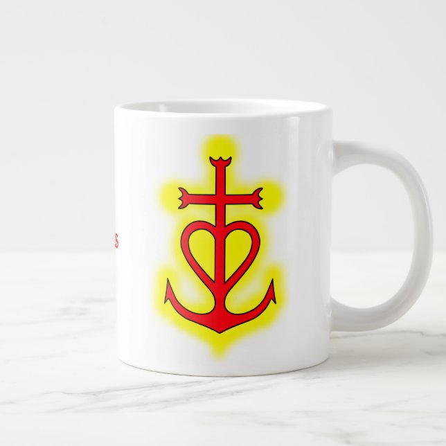 Taza De Café Gigante Grande Tasse Croix camarguaise (Fides Caritas Spes (Derecha)