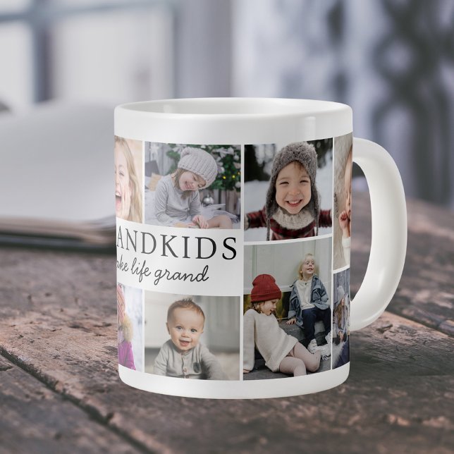 Taza De Café Gigante Grandkids Make Life Grand Photo Collage Keepsake (Subido por el creador)