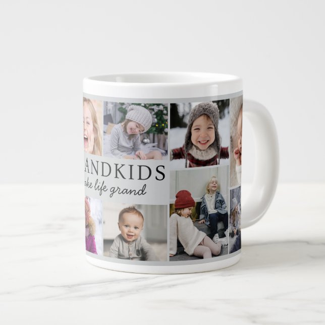 Taza De Café Gigante Grandkids Make Life Grand Photo Collage Keepsake (Derecha)