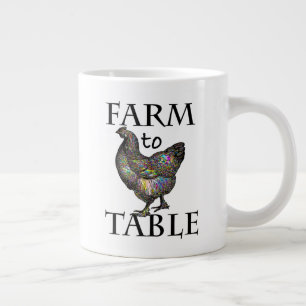 Taza De Café Gigante Granja A Mesa Pollo Colorido