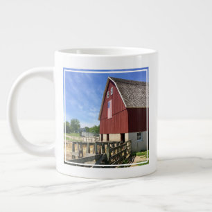 Taza De Café Gigante Granjas Granero Rojo Con Bandera Estadounidense