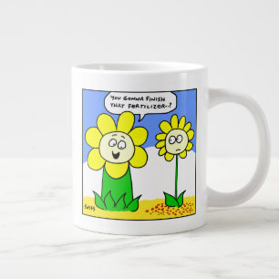 Taza De Café Gigante Grasosa flor amarilla en un jardinero Personalizad
