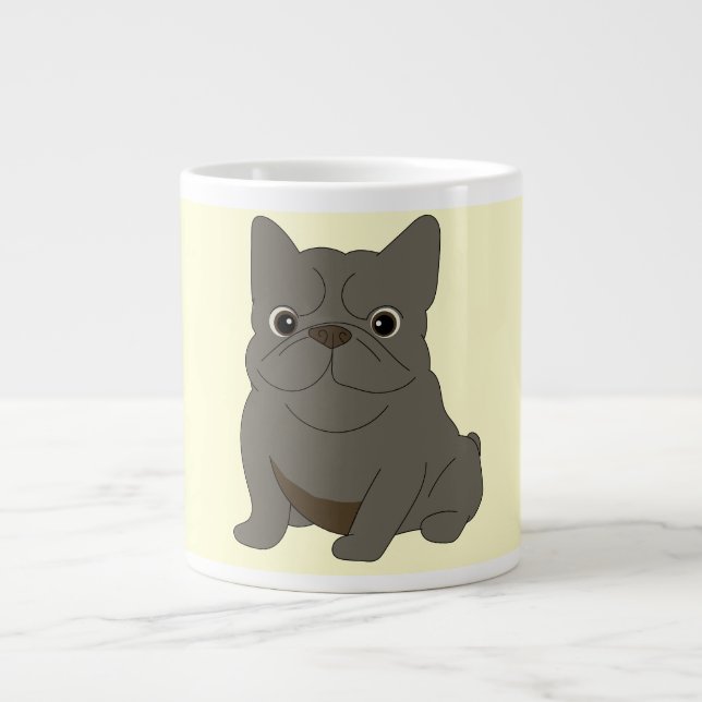 Taza De Café Gigante Gray Baby French Bulldog, Cream, (Frente)