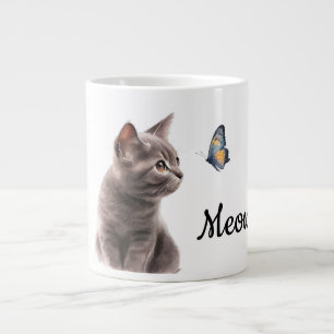 Taza De Café Gigante Gray Meow Cat