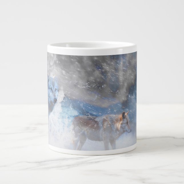 Taza De Café Gigante Gray Wolf "WOLF TERITORIES" 20oz (Frente)
