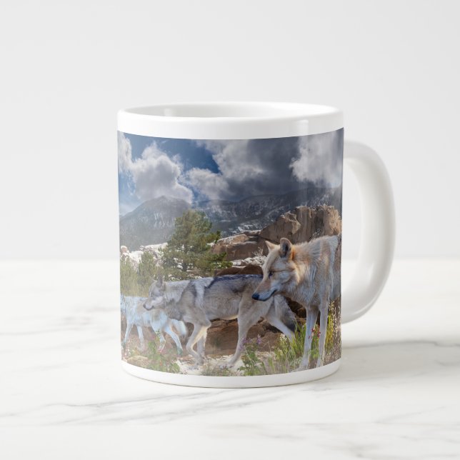 Taza De Café Gigante Gray Wolves Family Journey (Derecha)