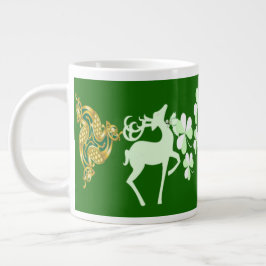 Taza De Café Gigante Green St Patricks Day Stags Lucky Shamrock Celtic