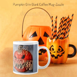 Taza De Café Gigante Grin de calabaza