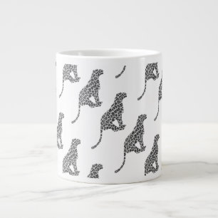 Taza De Café Gigante Gris Leopardo y Silueta Gris Claro
