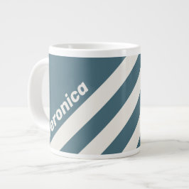 Taza De Café Gigante Gris Pizarra Retro Tres Franjas con Nombre