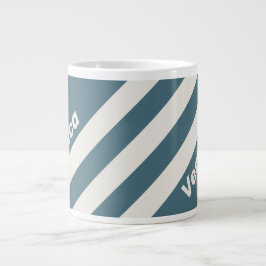 Taza De Café Gigante Gris Pizarra Retro Tres Franjas con Nombre