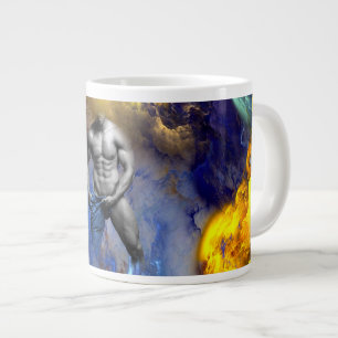 Taza De Café Gigante Grito de la figura muscular masculina en escala de