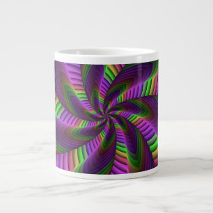 Taza De Café Gigante Groovy Energetic Colorful Neon Fractal