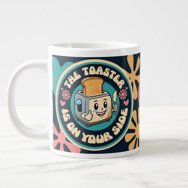 Taza De Café Gigante Groovy hippie toaster thumbs up optimism (Izquierda)