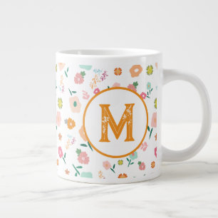 Taza De Café Gigante Groovy Retro Daisy Flores Patrón Boho Floral