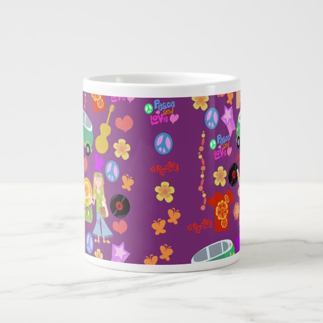 Taza De Café Gigante Groovy Sixties Violet Pattern (Frente)