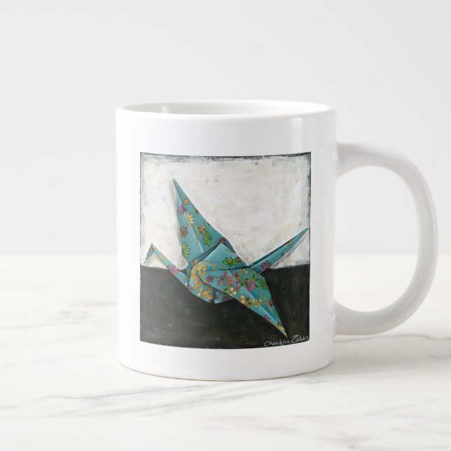 Taza De Café Gigante Grúa de Origami con diseños florales (Derecha)