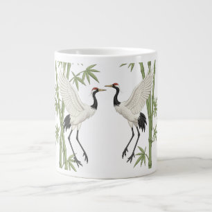 Taza De Café Gigante Grulla Japonesa de Corona Roja Bordada Regalo de B