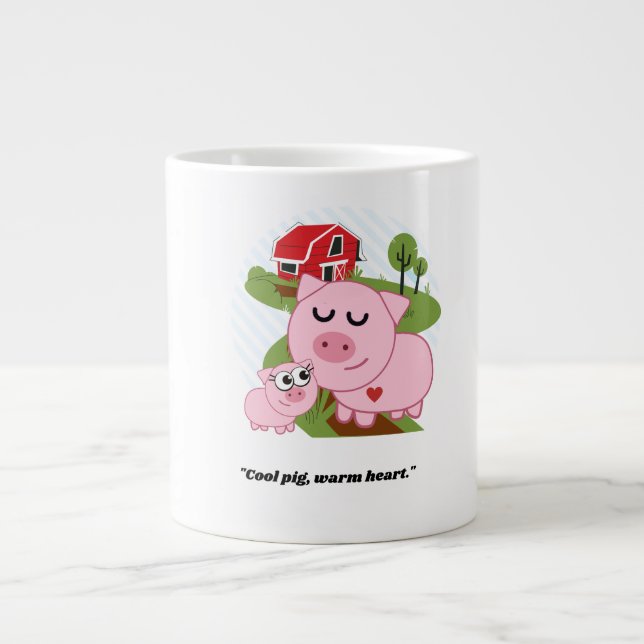 Taza De Café Gigante Guay Pig Cálido corazón (Frente)