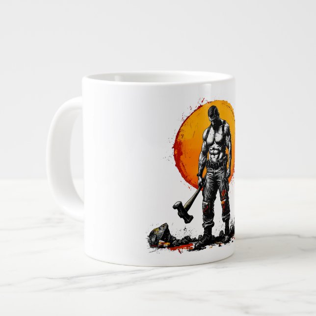 Taza De Café Gigante guerrero bárbaro fantasía medieval fuerza hummer (Izquierda)
