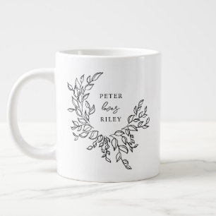 Taza De Café Gigante Guión de amor simple Corona botánica Parejas