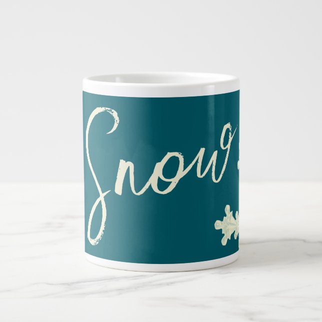 Taza De Café Gigante Guión de nieve pizarra azul y invierno elegante de (Frente)
