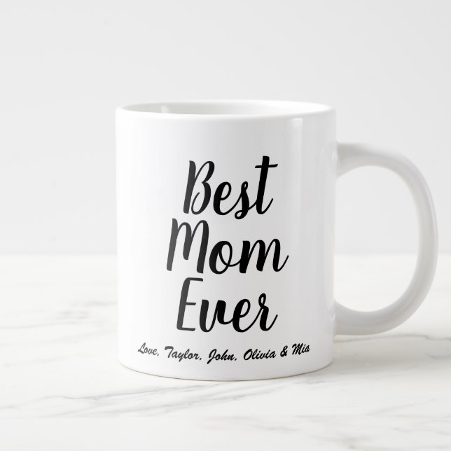 Taza De Café Gigante Guión de personalizado negro Best Mom Ever persona (Derecha)