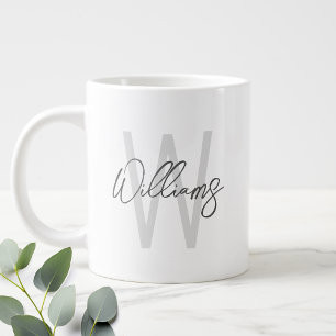 Taza De Café Gigante Guión moderno personalizado Monograma y nombre