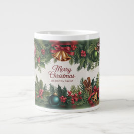Taza De Café Gigante Guirnalda festiva clásica