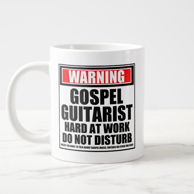 Taza De Café Gigante Guitarista del Evangelio trabajando duro (Izquierda)