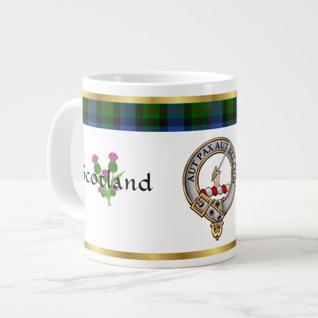 Taza De Café Gigante Gunn Clan Badge Tartan & Motto (Izquierda)
