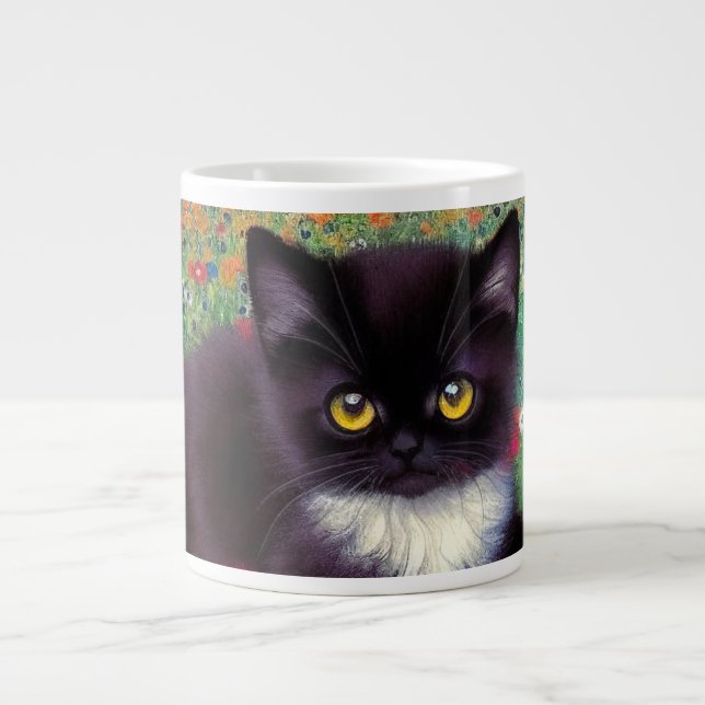 Taza De Café Gigante Gustav Klimt Tuxedo Cat (Frente)
