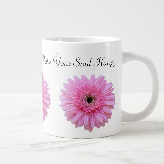 Taza De Café Gigante Haga Feliz a su Alma Gerbera Rosa (Derecha)