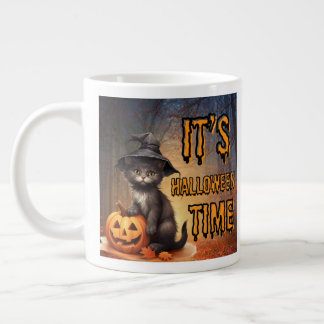 Taza De Café Gigante halloween cat es la hora