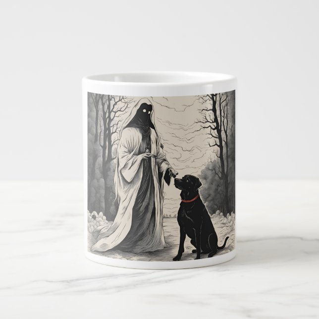 Taza De Café Gigante Halloween de ghost y perro negro 2024 (Frente)