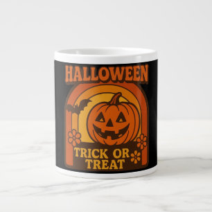 Taza De Café Gigante Halloween de truco o truco vintage de los años 70