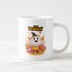 Taza De Café Gigante Halloween: Fantasmas y familia de calabazas