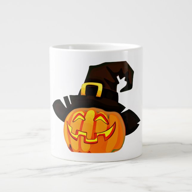Taza De Café Gigante Halloween Jack-O-Lantern-Witch Mug (Frente)