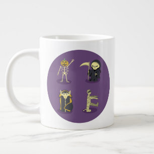 Taza De Café Gigante Halloween Skeleton Dracula Mummy Grim Reaper