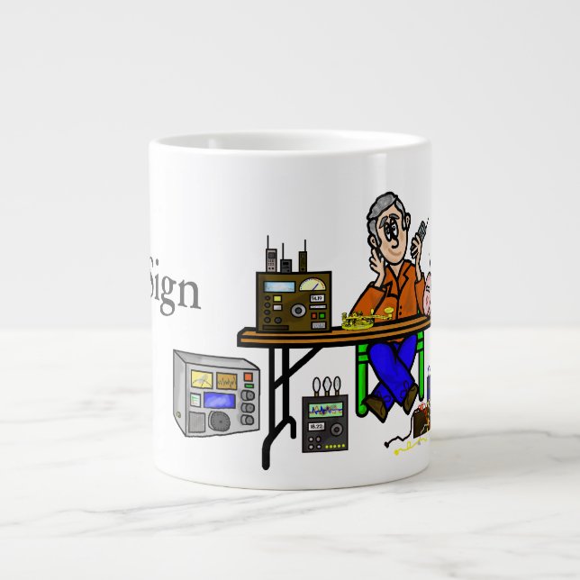 Taza De Café Gigante Ham Fest Ham Radio Sellter Nombre Mug (Frente)