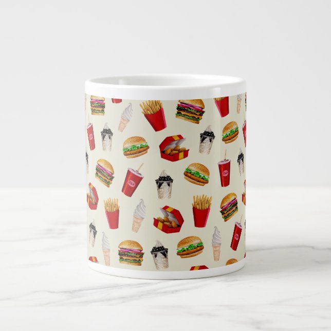 Taza De Café Gigante Hamburguesas de comida rápida, fritas, domingos (Frente)
